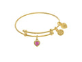 Angelica Collection Brass With Yellow Finish Charm October Heart Shape CZ Birth Month (Small)