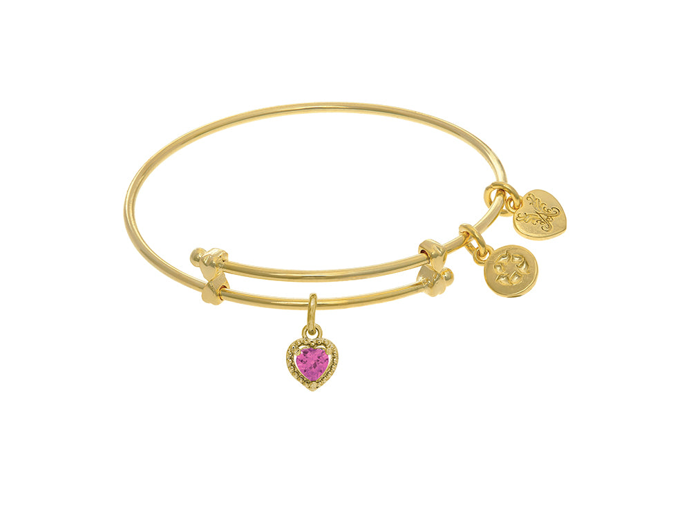 Angelica Collection Brass With Yellow Finish Charm October Heart Shape CZ Birth Month (Small)