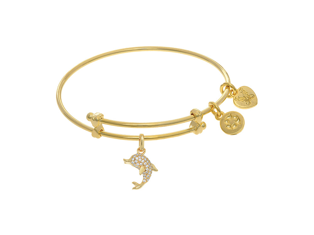 Brass With Yellow Finish Charm On Yellow Angelica Collection Tween Bangle (Small)