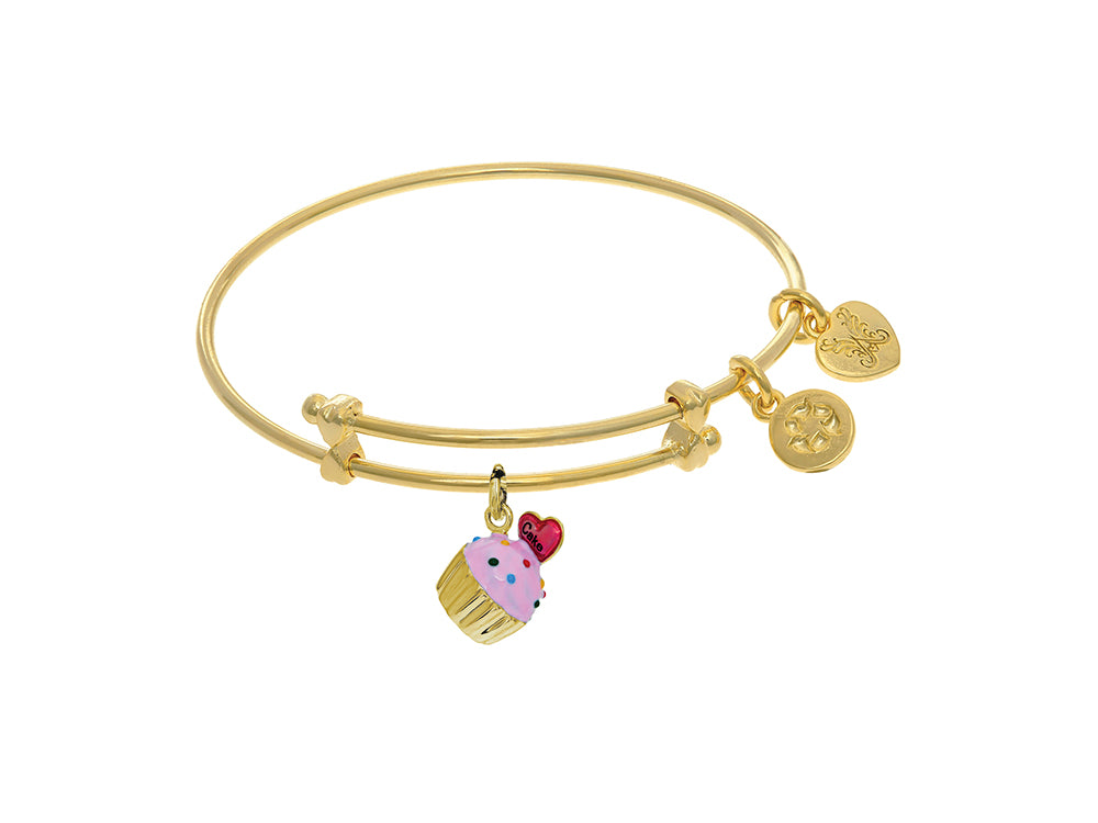Brass With Yellow Finish Charm On Yellow Angelica Collection Tween Bangle (Small)