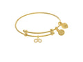 Brass With Yellow Finish Infinity With Cubic Zirc Onia Charm On Yellow Angelica Collection Tween Bangle (Small)