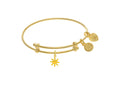 Brass With Yellow Finish Enamel Sun Charm On Yellow Angelica Collection Tween Bangle (Small)