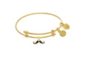 Brass With Yellow Finish Enamel Mustache Charm On Yellow Angelica Collection Tween Bangle (Small)