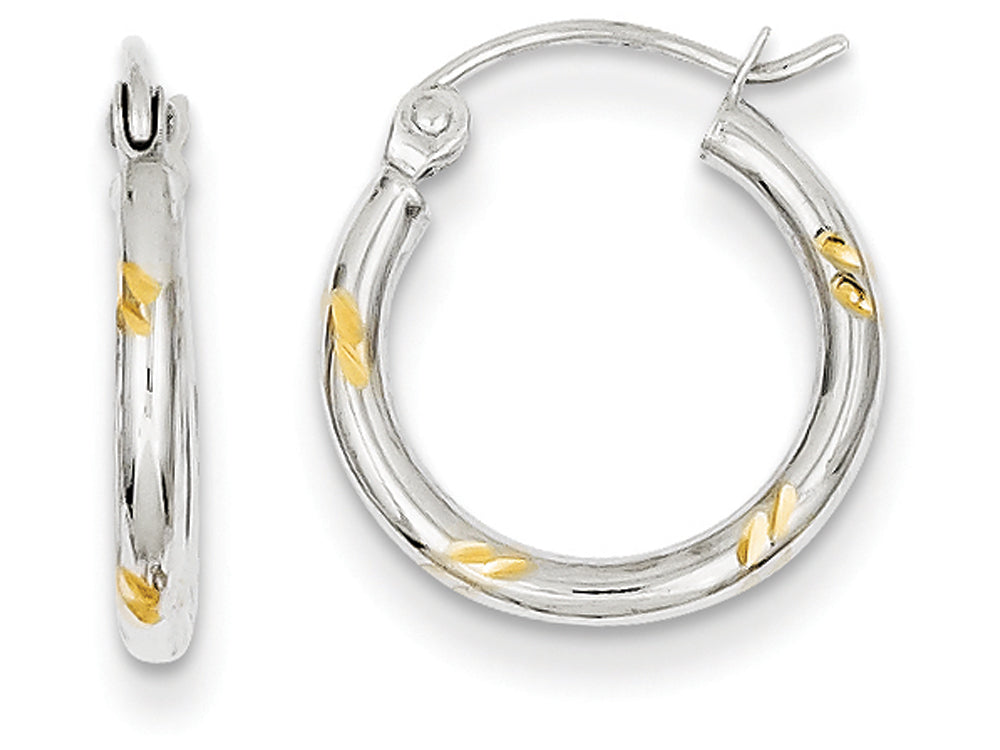 FJC Finejewelers 14k White Gold and Rhodium Hoop Earrings