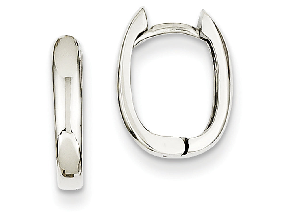 FJC Finejewelers 14k White Gold Oval Hinged Hoop Earrings
