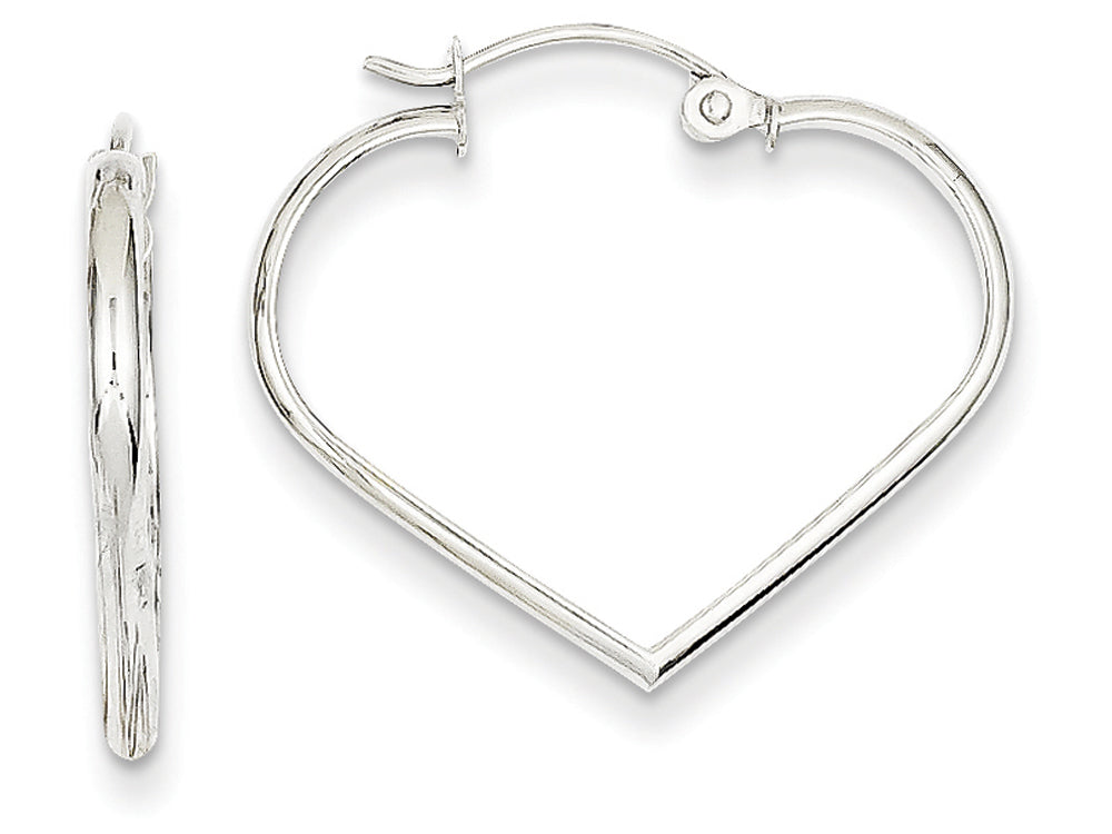FJC Finejewelers 14k White Gold 2mm Heart Hoop Earrings