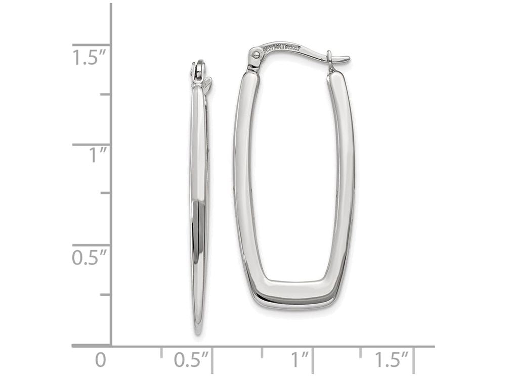 FJC Finejewelers 14k White Gold Polished 2.25mm Rectangle Hoop Earrings