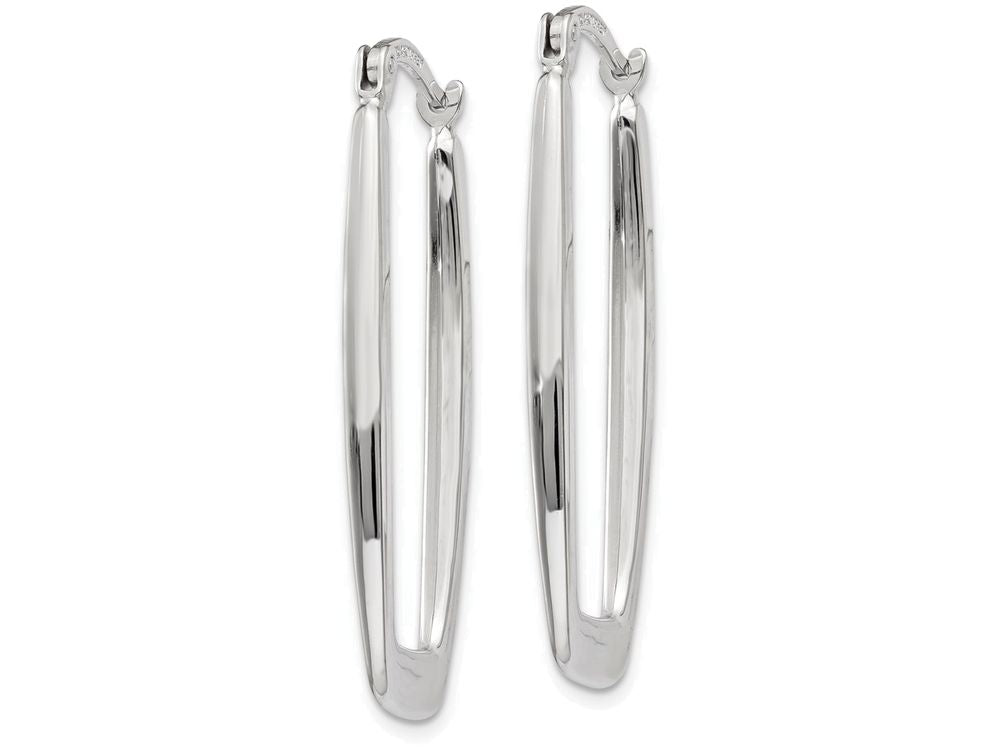 FJC Finejewelers 14k White Gold Polished 2.25mm Rectangle Hoop Earrings