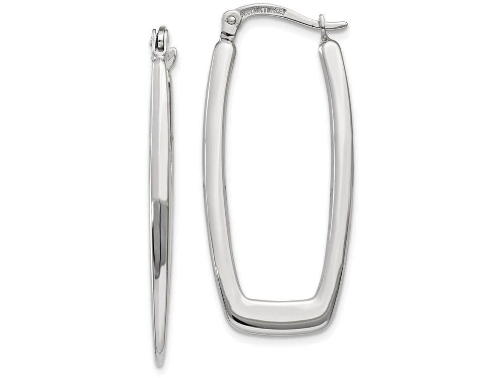 FJC Finejewelers 14k White Gold Polished 2.25mm Rectangle Hoop Earrings