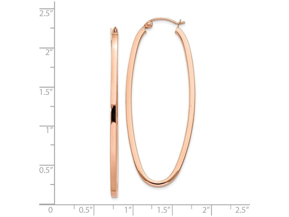 FJC Finejewelers 14 kt Rose Gold 2mm Square Tube Oval Hoop Earrings