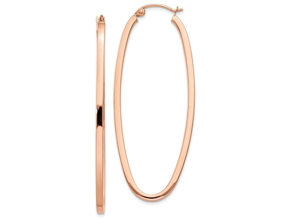 FJC Finejewelers 14 kt Rose Gold 2mm Square Tube Oval Hoop Earrings