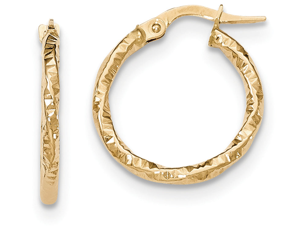 FJC Finejewelers 14k White Gold Polished And Textured Hoop Earrings