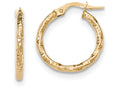 FJC Finejewelers 14k White Gold Polished And Textured Hoop Earrings
