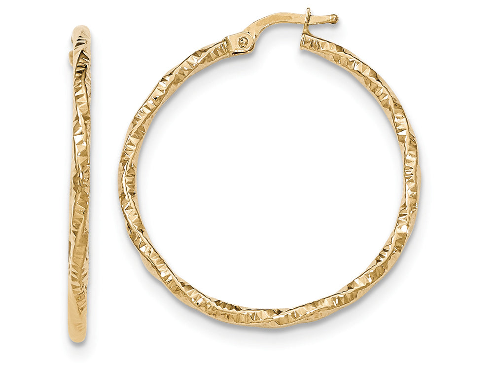 FJC Finejewelers 14k Yellow Gold Polished And Textured Hoop Earrings