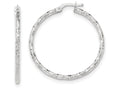 FJC Finejewelers 14k White Gold Polished And Textured Hoop Earrings