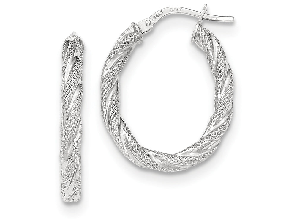 FJC Finejewelers 14k White Gold Twisted Textured Oval Hoop Earrings