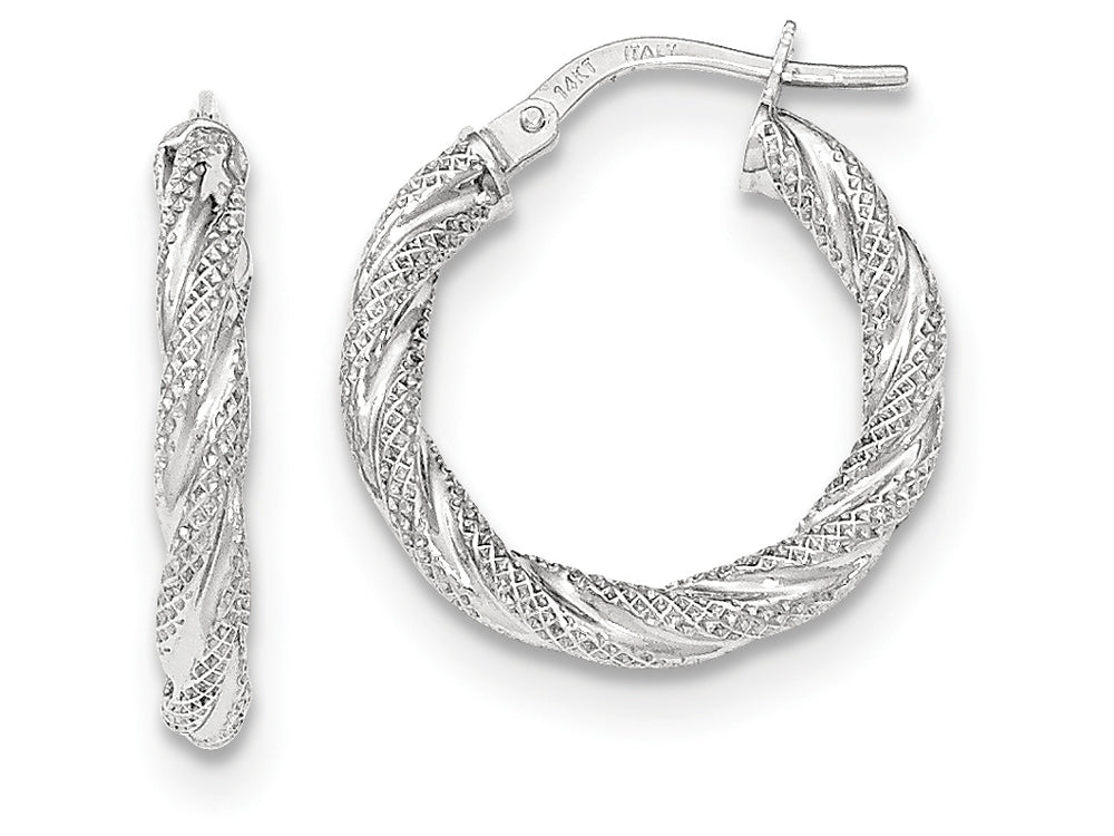 FJC Finejewelers 14k White Gold Twisted Textured Hoop Earrings