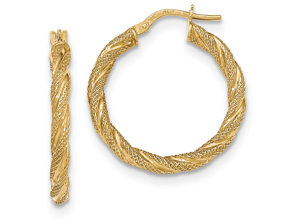 FJC Finejewelers 14k Yellow Gold Twisted Textured Hoop Earrings