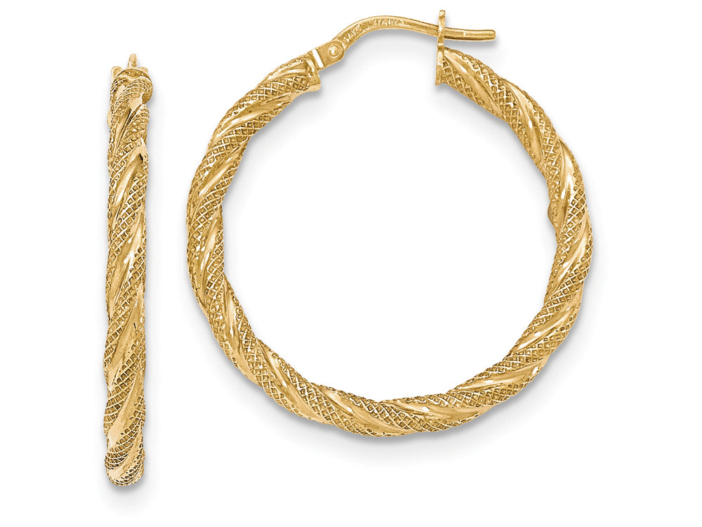 FJC Finejewelers 14k Yellow Gold Twisted Textured Hoop Earrings