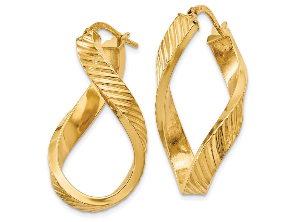 FJC Finejewelers 14k Yellow Gold Twisted Textured Oval Hoop Earrings