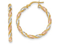 FJC Finejewelers 14k Tri-color Textured Twisted Hoop Earrings