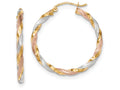 FJC Finejewelers 14k Yellow Gold Tri-color Satin Twisted Hoop Earrings