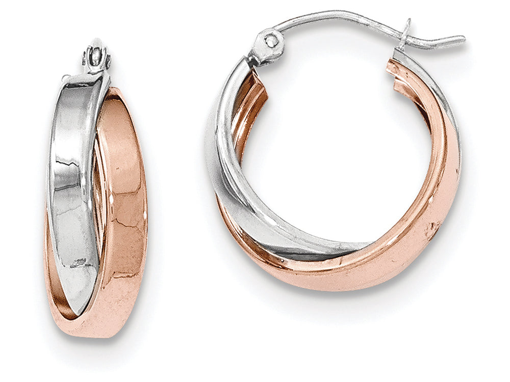 FJC Finejewelers 14k Rose And White Gold Polished Oval Hoop Earrings