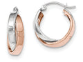 FJC Finejewelers 14k Rose And White Gold Polished Oval Hoop Earrings