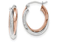 FJC Finejewelers 14k Rose And White Gold Polished Oval Tube Hoop Earrings