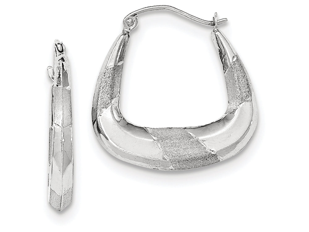 FJC Finejewelers 14k White Gold Polished, Satin And Bright-cut Hoop Earrings