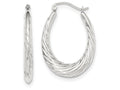 FJC Finejewelers 14k White Gold Polished And Textured Oval Hoop Earrings
