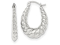 FJC Finejewelers 14k White Gold Polished And Textured Oval Hoop Earrings