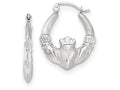 FJC Finejewelers 14k White Gold Satin And Bright-cut Claddagh Hoop Earrings