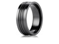 Benchmark Black Titanium 8mm Comfort-Fit Satin with Polished Center Squared Edge Carved Wedding Band