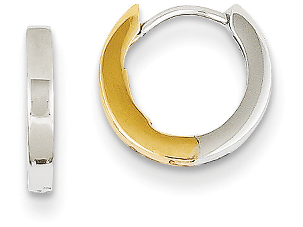 FJC Finejewelers 14 kt Two Tone Gold 2mm Hinged Hoop Earrings
