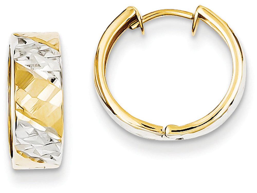 FJC Finejewelers 14k Yellow Gold 5mm Bright-cut Rhodium Hoop Earrings