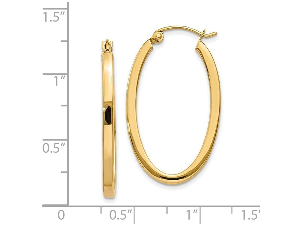 FJC Finejewelers 14k Yellow Gold 2mm Oval Hoop Earrings