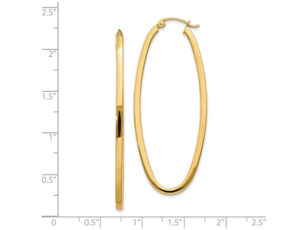 FJC Finejewelers 14k Yellow Gold 2mm Large Oval Hoop Earrings