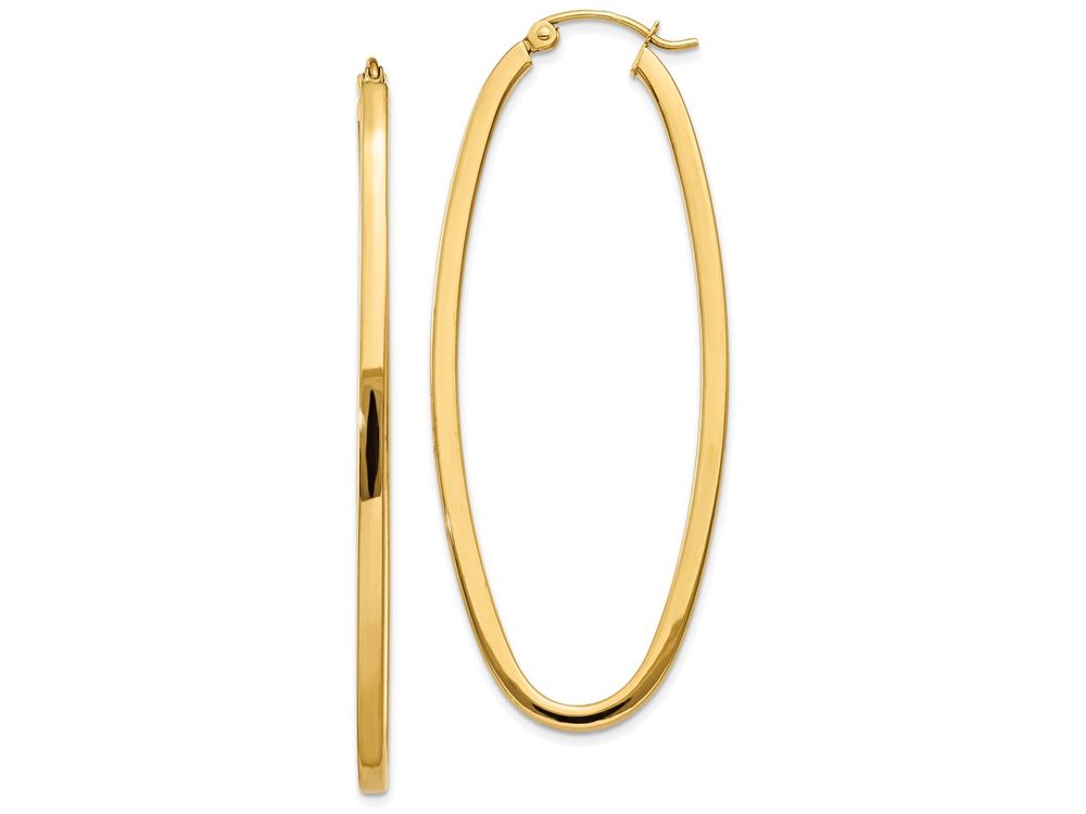 FJC Finejewelers 14k Yellow Gold 2mm Large Oval Hoop Earrings