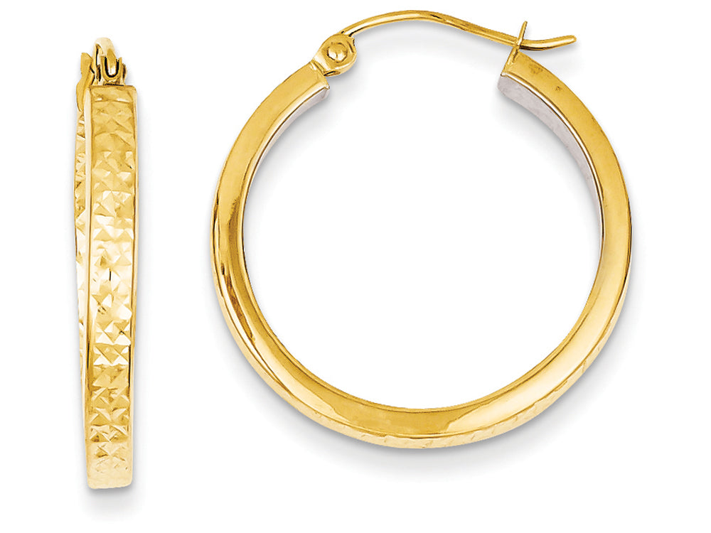 FJC Finejewelers 14k Yellow Gold and Rhodium Light Square Bright Cut Hoop Earrings