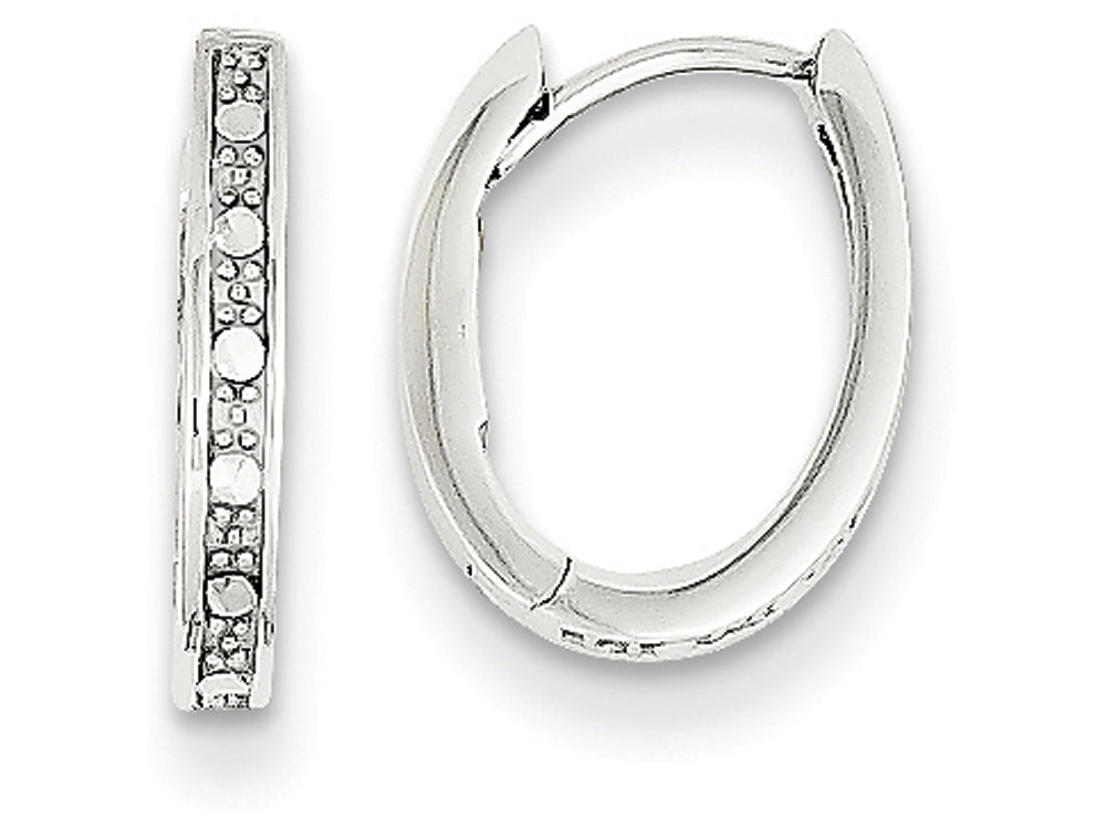 FJC Finejewelers 14k White Gold Bright-cut Hinged Hoop Earrings