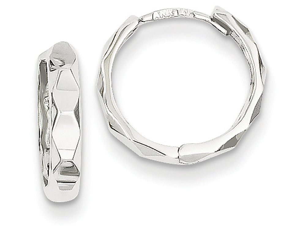 FJC Finejewelers 14k White Gold Bright-cut Hoop Earrings