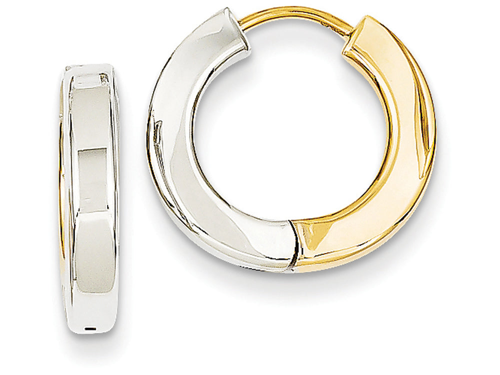 FJC Finejewelers 14k Two-tone Gold Polished Hollow Hinged Hoop Earrings