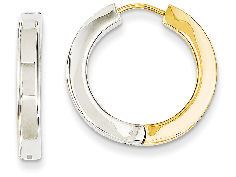 FJC Finejewelers 14k Two-tone Gold Polished Hollow Hinged Hoop Earrings
