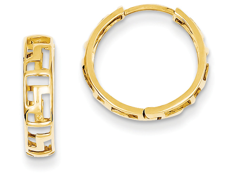 FJC Finejewelers 14k Yellow Gold Greek Key Hinged Hoop Earrings