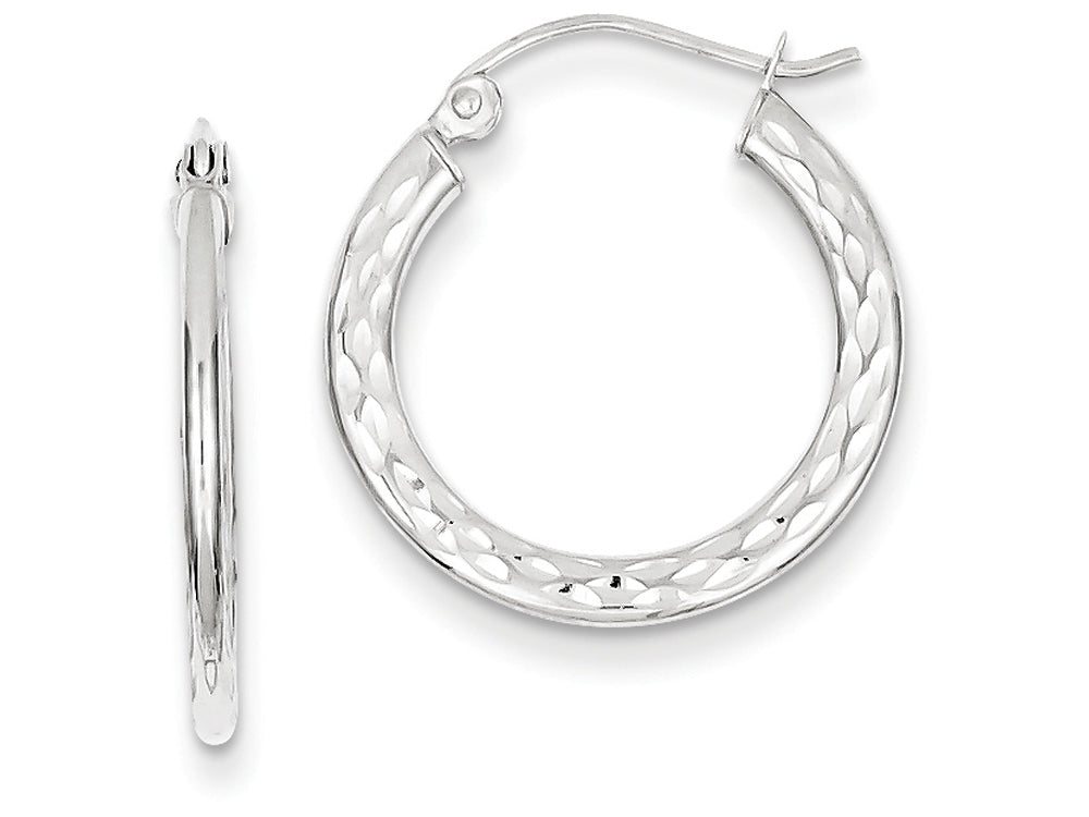 FJC Finejewelers 14k White Gold Bright-cut 2.5x20mm Hollow Hoop Earrings