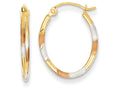FJC Finejewelers 14k Yellow Gold with White And Rose Rhodium Bright Cut Hoop Earrings