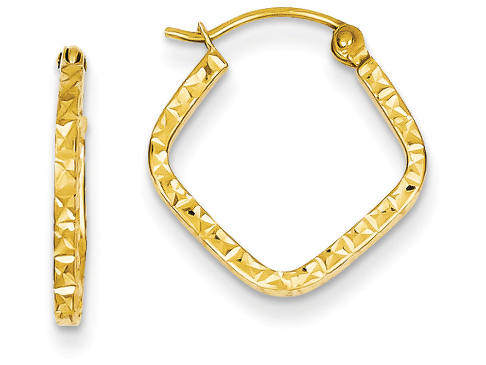 FJC Finejewelers 14k Yellow Gold Bright Cut Squared Hoop Earrings