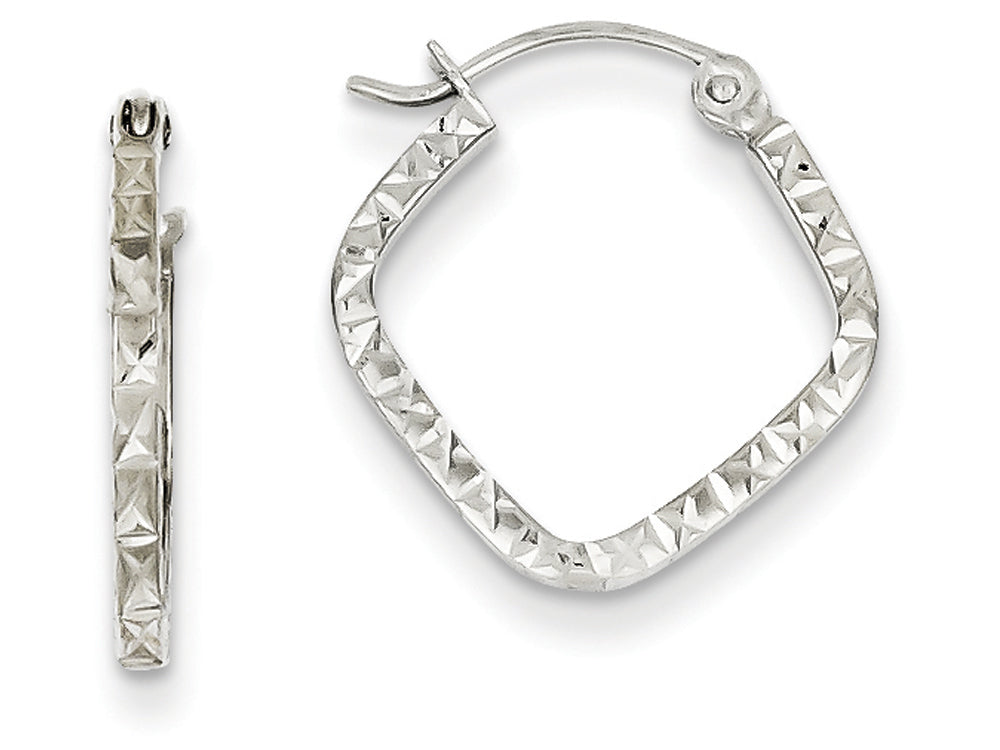 FJC Finejewelers 14k White Gold Bright Cut Squared Hoop Earrings