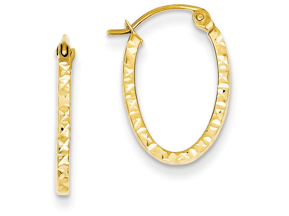FJC Finejewelers 14k Yellow Gold Bright Cut Oval Hollow Hoop Earrings